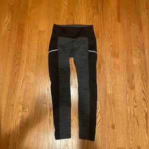 Athleta gray and black Polartec fleece tights
